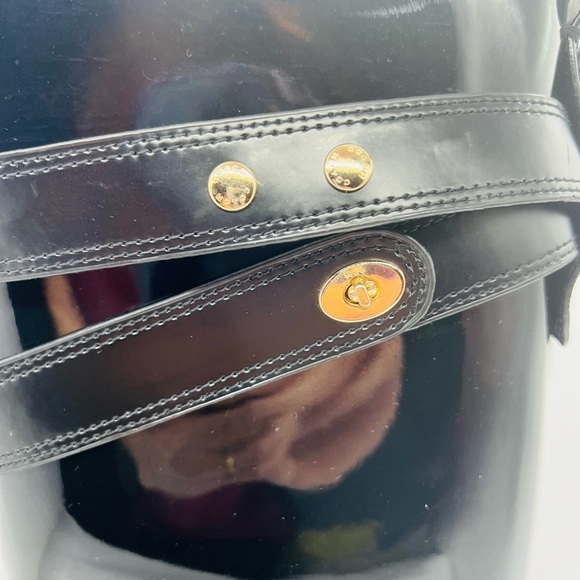 COACH TARA TALL BLACK GLOSSY RUBBER RAIN BOOTS SIZE 11 - Picture 9 of 12